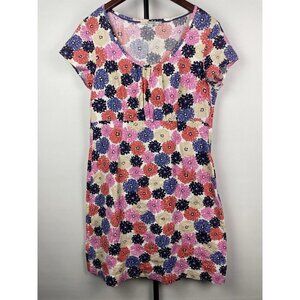 Boden Multicolor Floral Pointelle Knee Length Cotton Scoop‎ Neck  Dress Size 10R